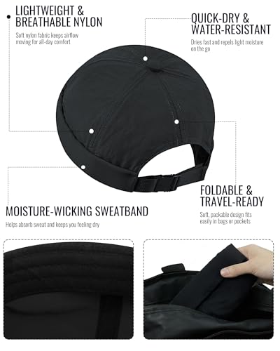 CLAPE One Size Lightweight Breathable Brimless Cap - Black Ct81