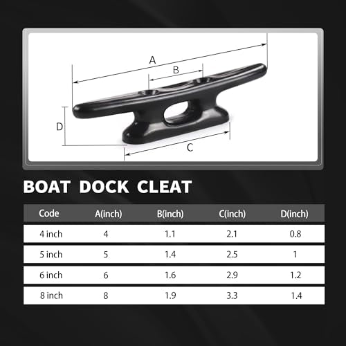 Nylon Boat Cleats - 4-Inch Marine Dock Cleats for Rope & Mooring, 4-Pack