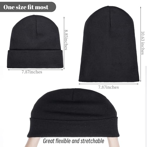 Knit Beanie Hat for Men and Women - Winter Warm Skull Cap - Black