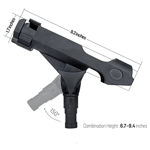 HiUmi Black 2 Pack Baitcaster & Spinning Rod Holders with Side Deck Mount