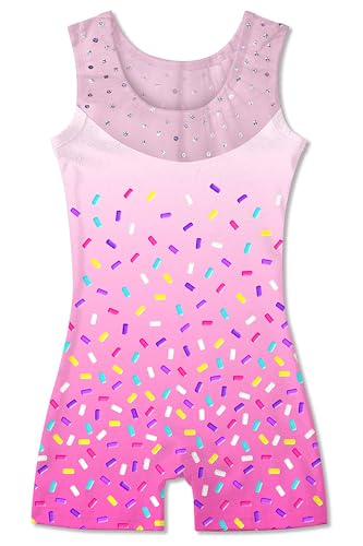 Gymnastics Leotards for Girls - Sequin Mesh Unitard 3-4T Rainbow Candy Gradient
