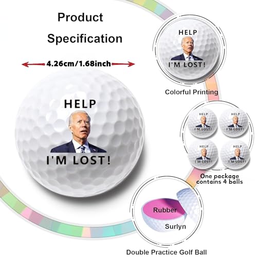 4 Pcs Funny Golf Balls for Birthday, Father’s Day Christmas Novelty