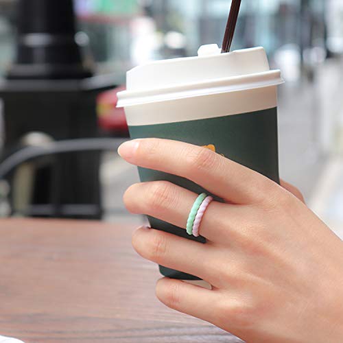 10-Pack Silicone Wedding Ring Set for Women - Braided & Thin Lavender/Pink