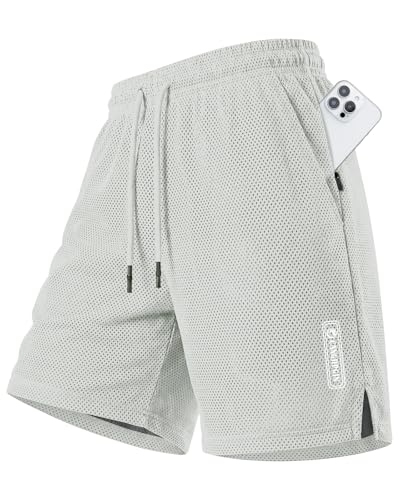 Men's Basketball Shorts 9" Quick-Dry Athletic Gym Shorts with Zipper Pockets