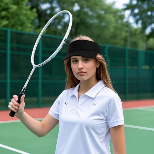 Adjustable Cotton Sun Visor Hat for UV Protection - Black