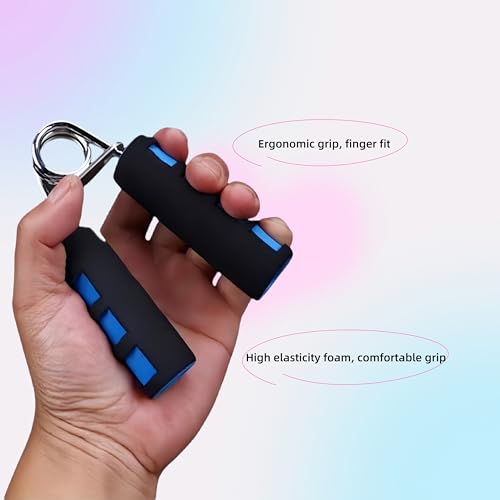 Foam Hand Grip Strengthener Set for Physical Therapy - 2 Pack - Blue+Black