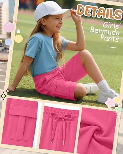 Girls Bermuda Wide Leg Shorts - 9-10 Years, Rose Red