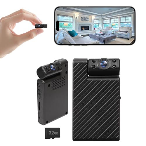 Mini Hidden Camera with Night Vision ? Ultra HD WiFi Spy Camera, Remote View, Motion Detection Phone App Control & Real-Time Alerts with 32GB SD Card, for Home/Baby/Pet/Nanny Monitor