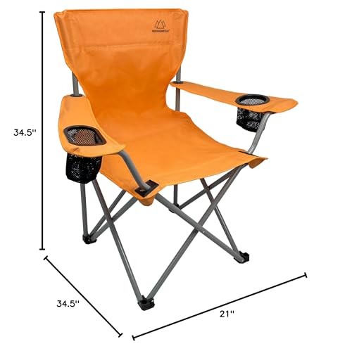 Mountain Summit Gear Orange Folding Camping Chair with Carry Bag - 300 lbs Capacity