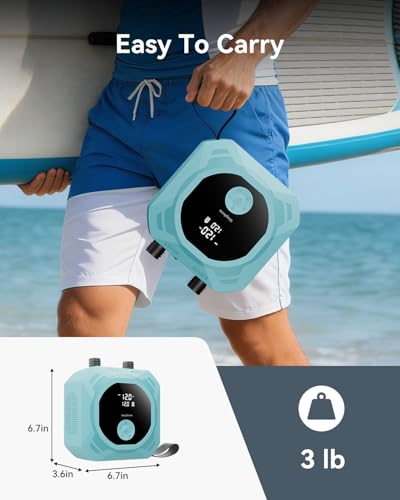 50PSI Electric Paddle Board Pump - Rechargeable Dual Stage - Blue