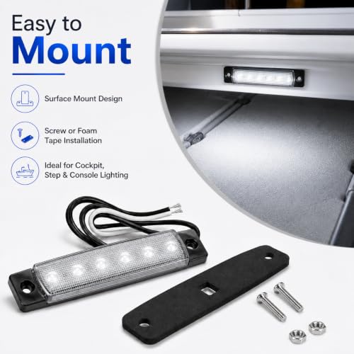 LED Interior Boat Lights - Slim Strip Bar Light (Pack of 2, White)