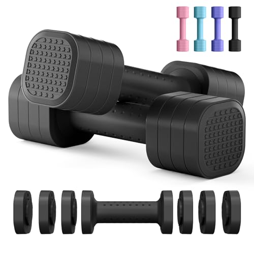 Adjustable Dumbbell Set for Women - 4 in 1, 2lb to 5lb - Black Square