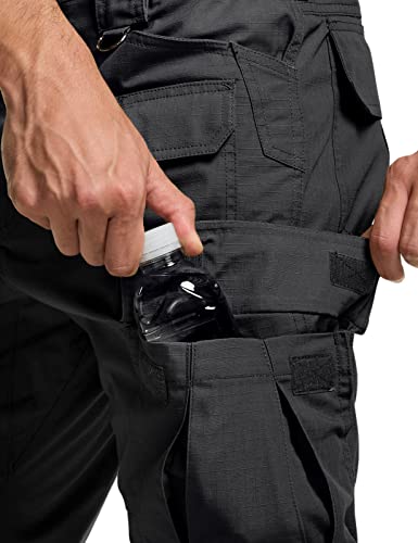 Men's Tactical Pants - Water Resistant Cargo Pants - Mag Pocket Black, 34W x 32L