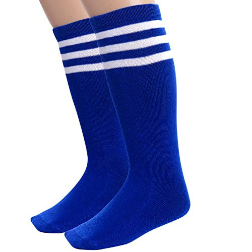 Kids Knee High Soccer & Baseball Socks - Black, White, Blue