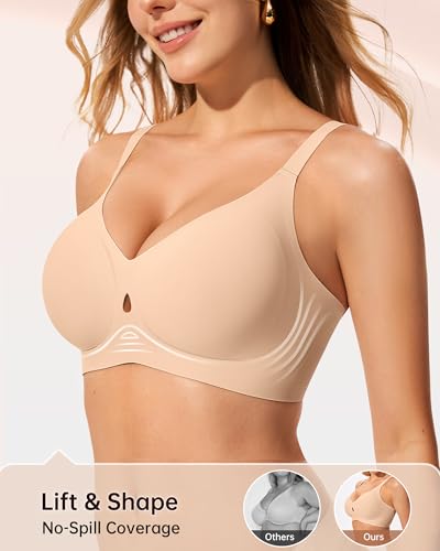 LetsJoli Jelly Bras for Women No Underwire Water Drop Wireless Supportive – Medium/Skin