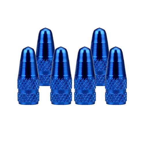 Aluminum Presta Bicycle Valve Caps - 6pcs Set, Blue