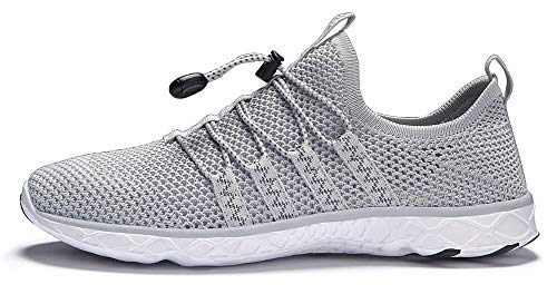 Men's Quick Drying Water Shoes - Lightweight Aqua Walk Shoes 10.5 - Light Grey