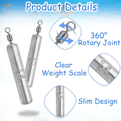 Fishing Weights Sinkers Kit - 25pcs Assorted Drop Shot Weights