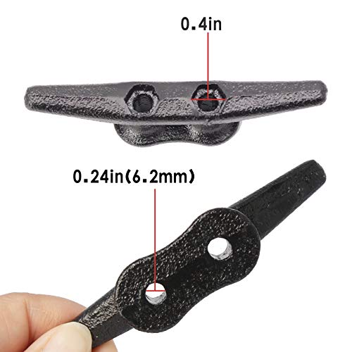 VEITHI 4 inch Dock Cleats, 6 Pack Black with Hardware, Marine Boat Tie Down Cleats