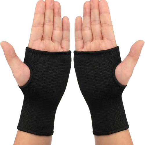 Wrist Compression Sleeves for Fatigue Relief and Support - Black (1 Pair)