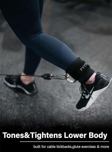 Ankle Strap for Cable Machine - Pair - Black for Leg Workouts