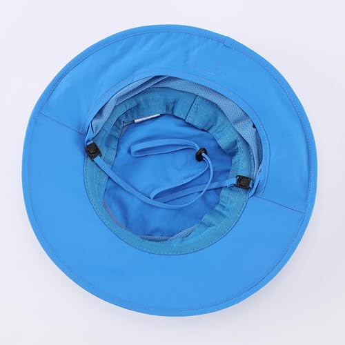 Kids UPF 50+ Wide Brim Sun Hat with Neck Flap - 3-7 Years Blue