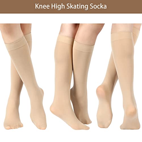 SATINIOR 6 Pairs Ice Skating Socks for Women Knee High Nylon