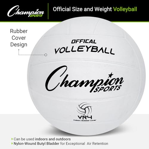 Rubber Volleyball - Official Size for Indoor/Outdoor Play, White