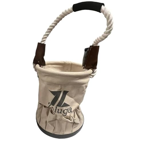 20-385 28 oz. Utility Canvas Bucket with Heavy Duty Plastic Bottom, Collapsible Canvas Bucket, 12 Outside Pockets Organizers Bolt Bucket, White