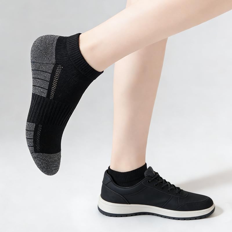Men's Cotton Ankle Socks with Arch Support - Black / Large-X-Large