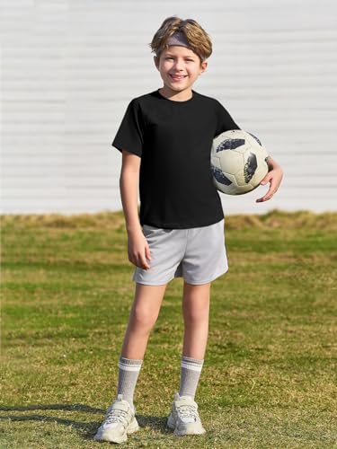 Boys Quick Dry Athletic Performance T-Shirt - Black, 5-6 Years