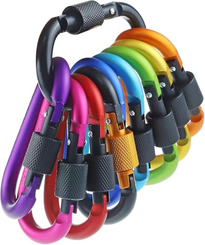 2.3-Inch Aluminum D-Ring Key Rings - Multicolored Carabiner Clips