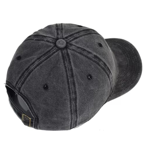 Vintage Distressed Baseball Cap - Adjustable Dad Hat - Black