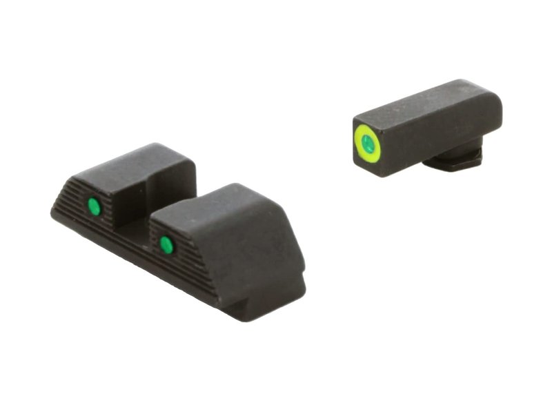 AmeriGlo Trooper Night Sight Set for Gen 1-4 10mm/.45/.357 Glock 20, 21, 29, 30, 31, 32, 36, 40, 41, LumiGreen Front Outline, Black Rear – GL-820