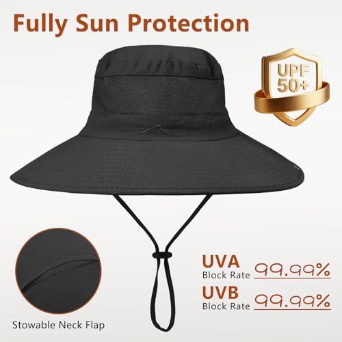 ZOORON Sun Hats for Men Women Fishing Hat with Neck Flap UPF 50+ Wide
