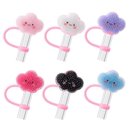 6Pcs Cloud Glitter Straw Covers for Stanley Cup - 10mm Silicone
