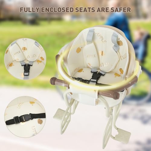 Rear Child Bike Seat - Off White Ring-Back Design for Kids 2-4 Years