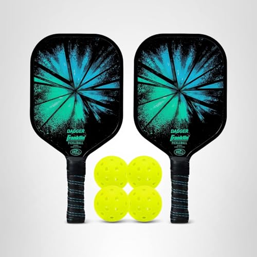 Franklin Sports Pickleball Paddle and Ball Set - (2) Fiberglass Paddles + (4) X-40 Balls - USA Pickleball (USAP) Approved - 2 Player Set