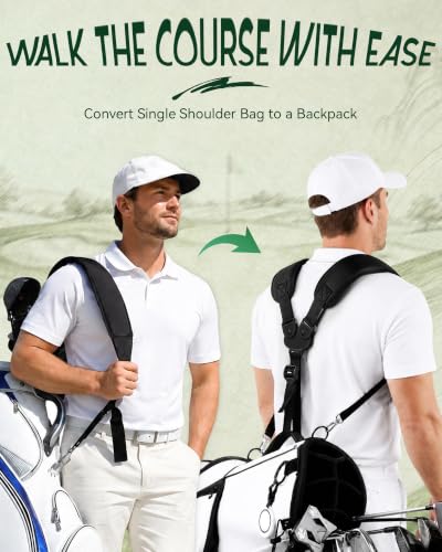 Golf Bag Double Strap - Adjustable Backpack Straps with 2 Buckle Connected Black