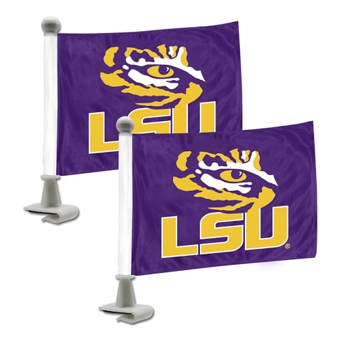 LSU Tigers Car Flags - 2 Pack Mini Auto Flags, 4x6 Inches