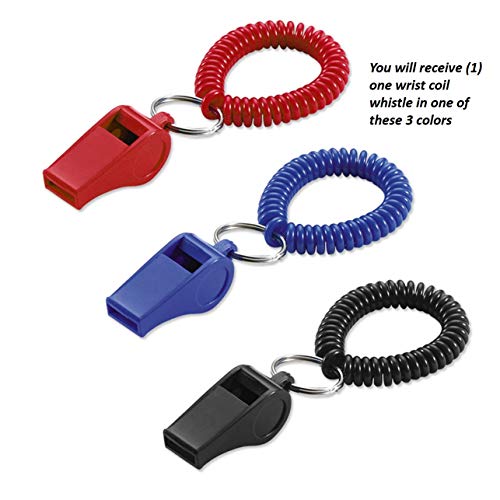 Wrist Coil with Whistle - Durable Plastic, Assorted Colors