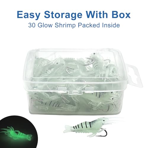 30pcs Luminous Soft Shrimp Fishing Lures Set - Green Variation