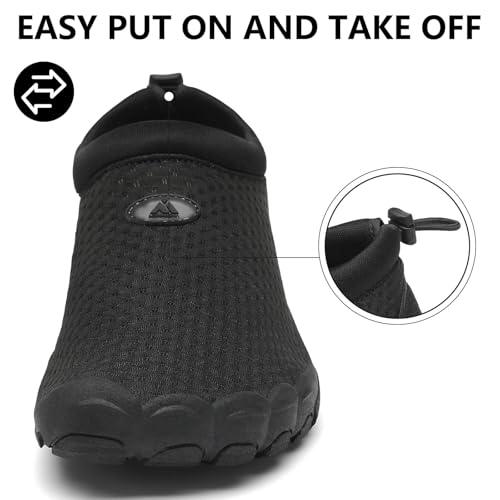 Quick-Dry Water Shoes for Men & Women - Wide Toe Aqua Socks - Lividity Black