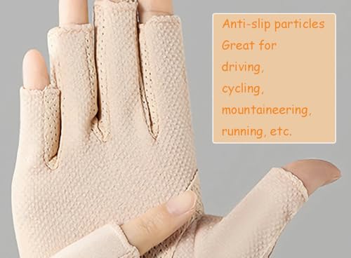Women's UV Protection Sunblock Gloves - Non-Slip Touchscreen - Apricot 1