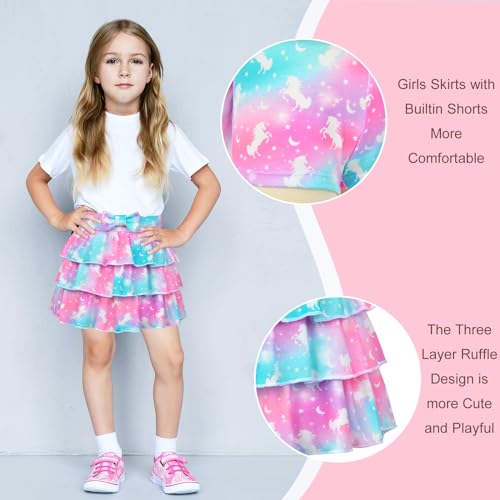 Kids Skirts for Girls 4-5T Unicorn Blue & Purple Ruffle Scooter Skirts