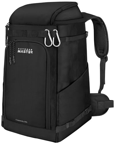 OutdoorMaster 65L Ski Boots Bag Backpack Waterproof Travel Snowboard Gear Black
