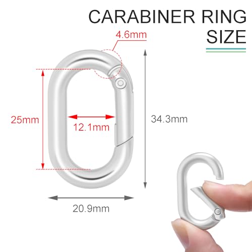 1-Inch Silver Oval Carabiner Clips - 10 Pack for Keychains & Pets