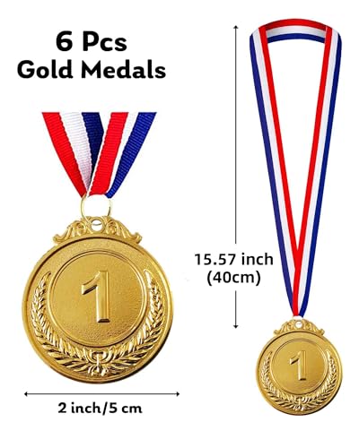 Gold Award Medals - 6 Pcs 1st Place Olympic Style with Ribbons