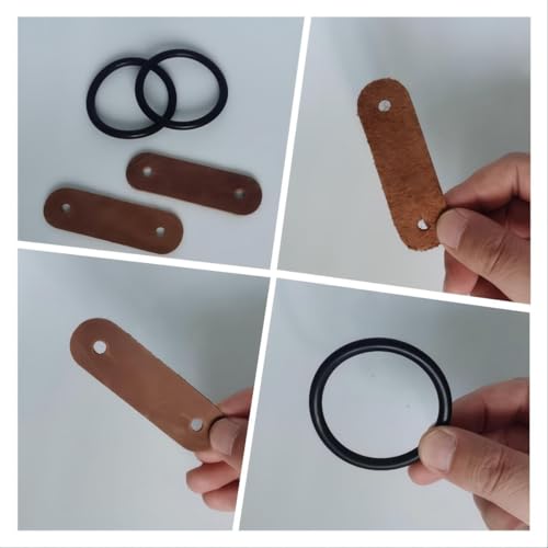 Durable Peacock Safety Stirrup Replacement Set — Rubber Rings & Leather Tabs for Peacock Stirrups