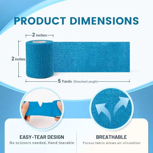 18 Pack Self-Adhesive Bandage Wrap - 2 Inch Multi-Colored